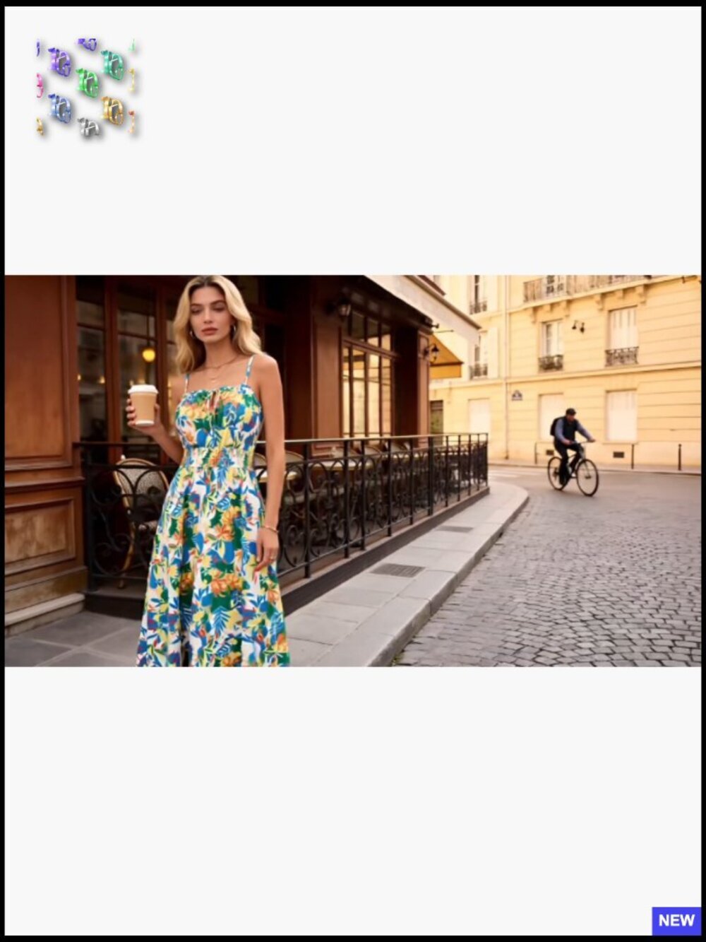 Floral Midi Sundress Boho Casual Summer Vacation Dress with Pockets Adjustable - Picture 7 of 7